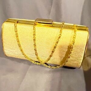 Vintage Sasha Hardshell Gold and Satin Small Evening Bag